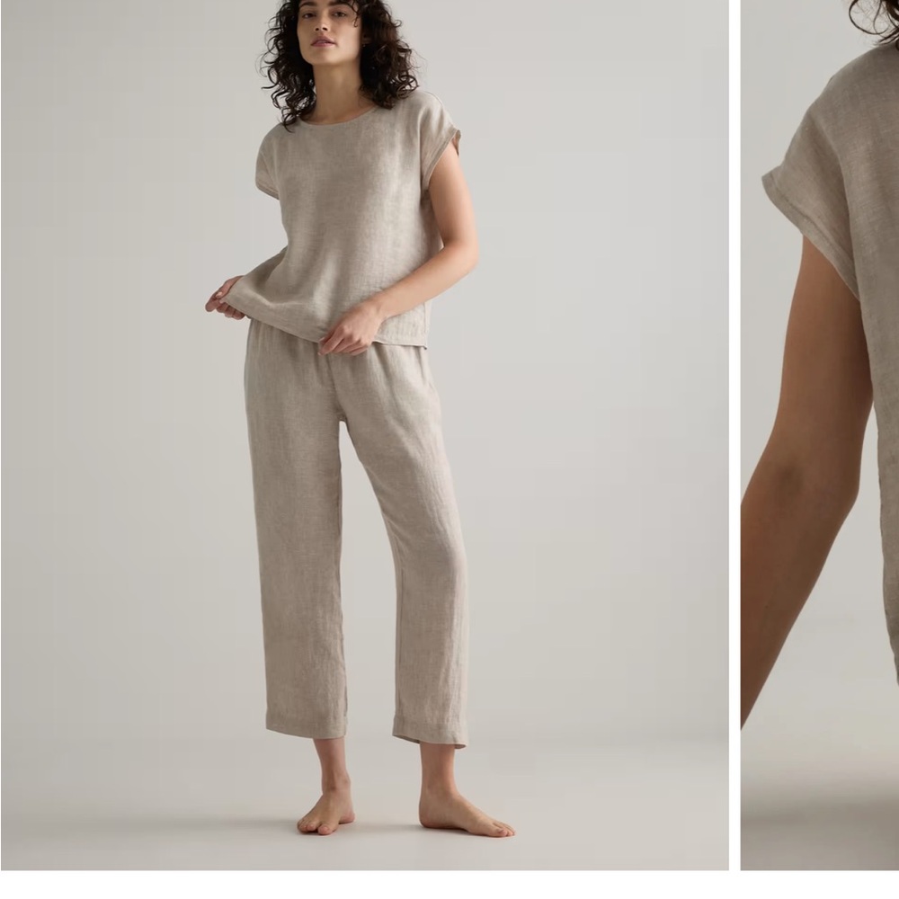 Women's olive green Linen Pants and Top Set